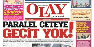 GÜMÜŞHANE OLAY GAZETESİ’NİN 28 EKİM 2016 TARİHLİ MANŞET HABERİ