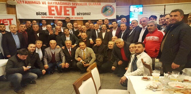 İstanbul Gümüşhaneliler Derneği, yapılan yemekli toplantıda Pazar günü yapılacak seçimlerde