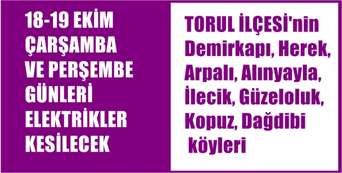 Çoruh EDAŞ Gümüşhane İl Müdürlüğü’nden yapılan açıklamaya göre Torl ilçesine