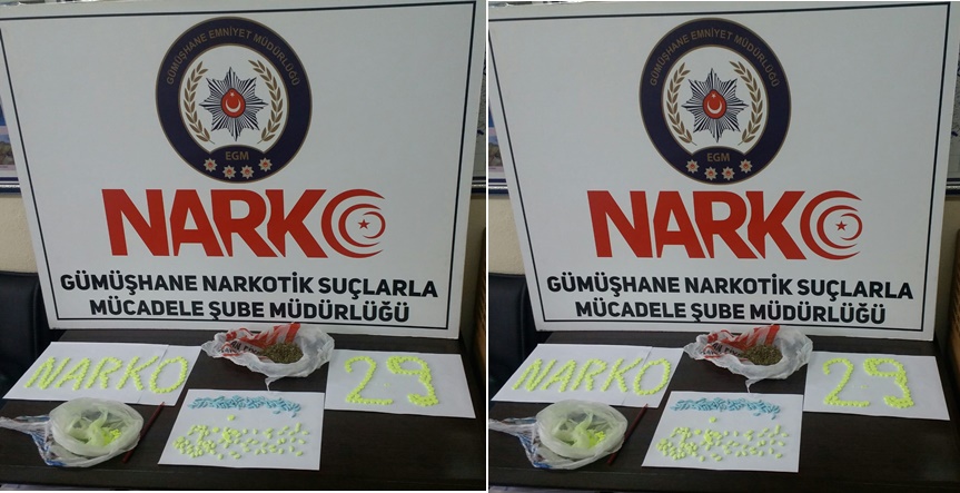 Gümüşhane İl Emniyet Müdürlüğü Narkotik Suçlarla Mücadele Şube Müdürlüğü görevlilerince