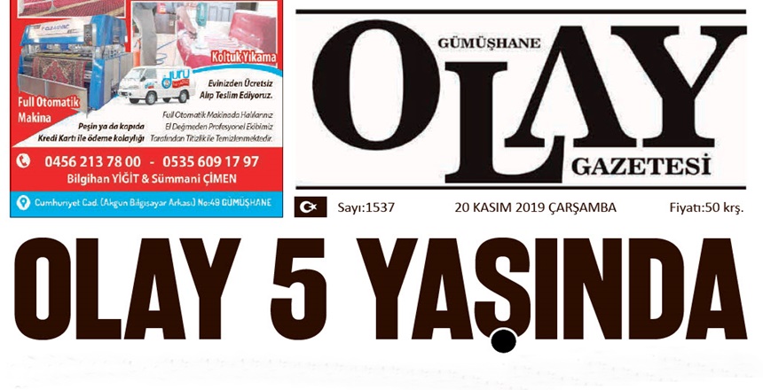www. gumushanedenhaber.com haber sitesi olarak GÜMÜŞHANE OLAY GAZETESİ’NİN 5. Yılını