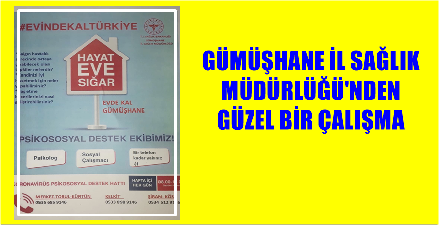Gümüşhane İl Sağlık Müdürlüğü koronovirüsten kaynaklı stres, kaygı gibi hislere