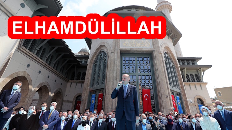 Taksim’de inşa edilen Taksim Camii’nde ilk Cuma namazını kılan Cumhurbaşkanı