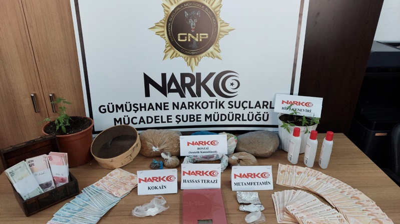 Gümüşhane Emniyet Müdürlüğü Narkotik Suçlarla Mücadele Şube Müdürlüğü ekiplerince Gümüşhane
