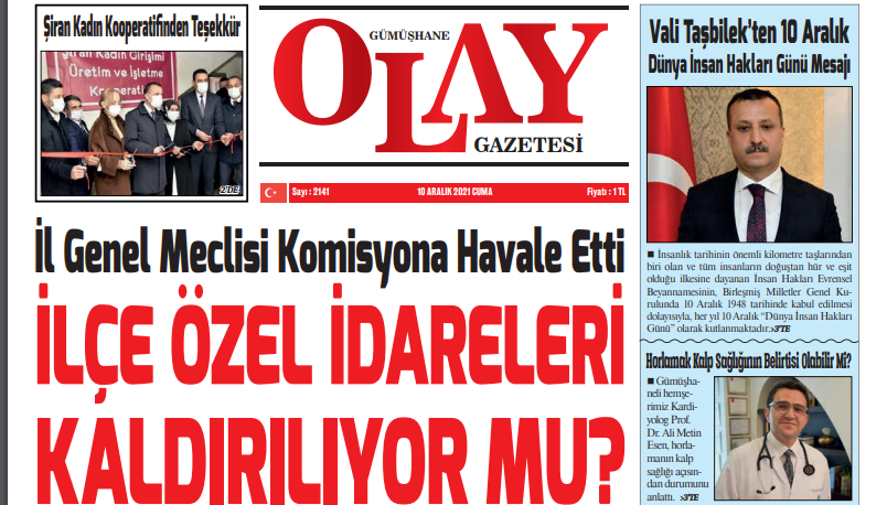 GÜMÜŞHANE OLAY GAZETESİ HABERİ – 10.12.2021 Gümüşhane İl Genel Meclisi