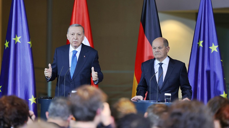 Cumhurbaşkanı Erdoğan, Almanya Federal Cumhuriyeti Başbakanı Scholz ile düzenlediği ortak