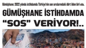 Gümüşhane; 2022 yılında istihdamda Türkiye’nin son sıralarındaki dört ilinden biri