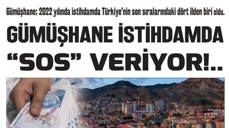 Gümüşhane; 2022 yılında istihdamda Türkiye’nin son sıralarındaki dört ilinden biri