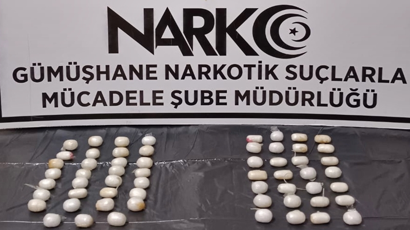 Gümüşhane İl Emniyet Müdürlüğü Narkotik Suçlarla Mücadele Şube Müdürlüğü ekiplerince