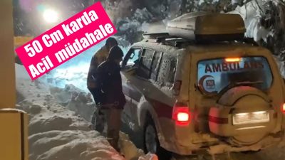 Kar kalınlığının 50 santimetreyi geçtiği Gümüşhane merkez Dölek köyünde yaşayan