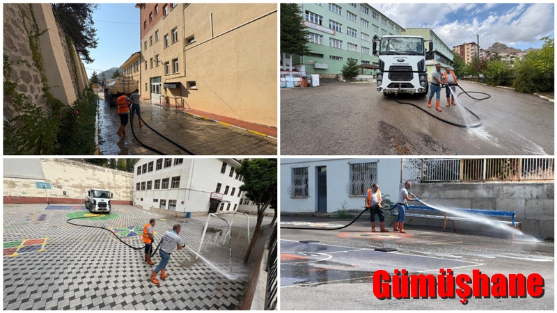 Gümüşhane Belediyesi Temizlik İşleri Müdürlüğü ekipleri, yeni eğitim-öğretim yılı öncesinde
