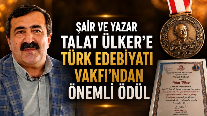Gümüşhane’nin Gururu Talat Ülker’e Büyük Ödül Gümüşhane’nin yetiştirdiği önemli şair ve yazarlarından Talat Ülker, Türk edebiyatına